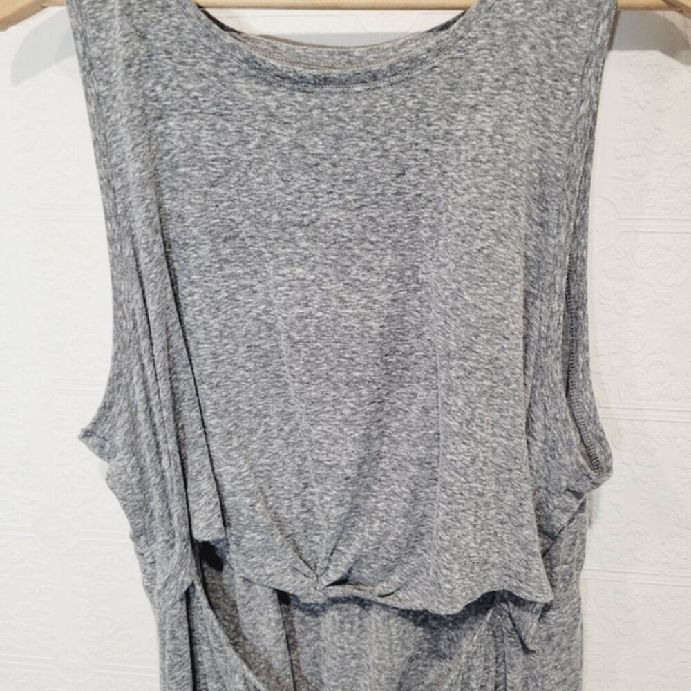 Aerie Cutout Tie Front Gray Sleeveless Drape Dress - Picture 2 of 6